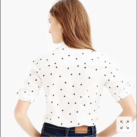 J. Crew Tops - J.CREW “Perfect” shirt in Onyx Polka Dot (8)